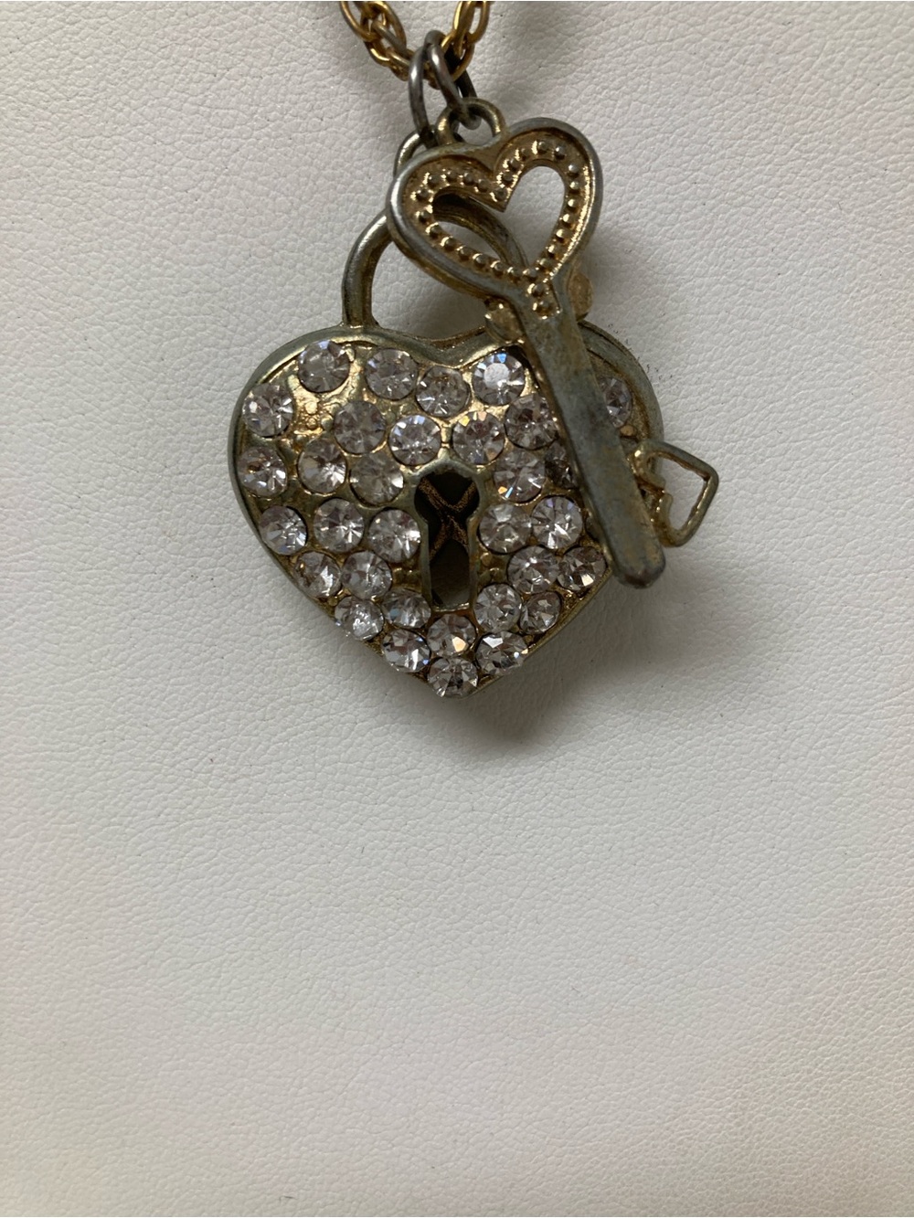 Rhinestone Heart W/Key Necklace
